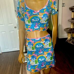 Dolls Kill x Care Bears mesh lined shirt and matching shirt set